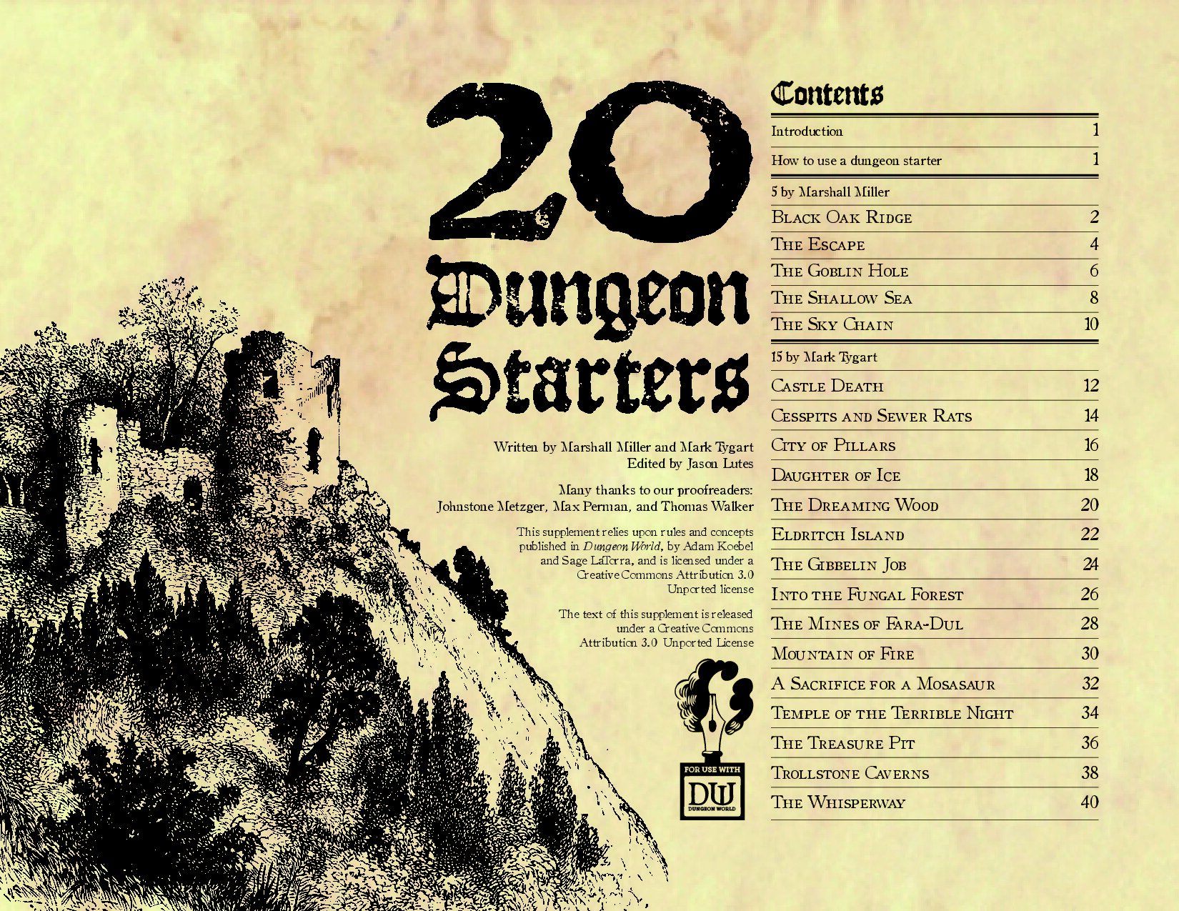 20 Dungeon Starters